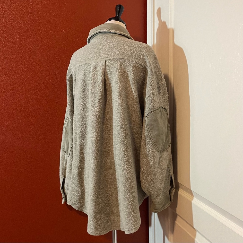 Free People Women’s The Ruby‎ Sage Green Button Front Distressed Sweater Jacket - Picture 5 of 5